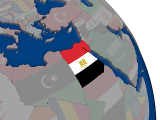 Image showing Egypt with flag on globe