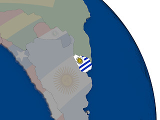 Image showing Uruguay with flag on globe