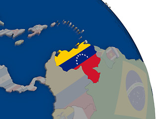 Image showing Venezuela with flag on globe