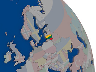 Image showing Lithuania with flag on globe