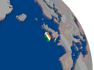 Image showing Ireland with flag on globe