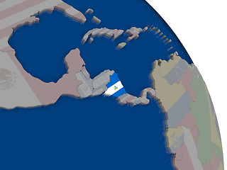 Image showing Nicaragua with flag on globe