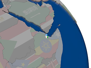 Image showing Djibouti with flag on globe