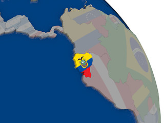 Image showing Ecuador with flag on globe