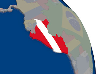 Image showing Peru with flag on globe