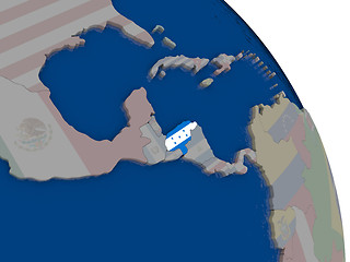 Image showing Honduras with flag on globe