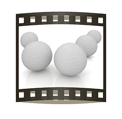 Image showing Golf ball. 3D rendering. The film strip.