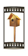 Image showing Golden nesting box. 3d illustration. The film strip.