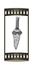 Image showing carrot with sun glass and headphones front \