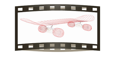 Image showing Skateboard. 3d illustration. The film strip.