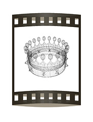 Image showing Crown. 3D illustration. The film strip.