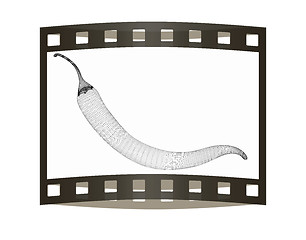 Image showing chili pepper. 3d illustration. The film strip.