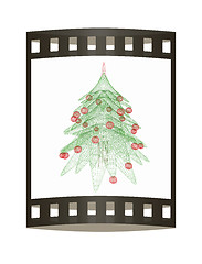 Image showing Christmas tree concept. 3d illustration. The film strip.