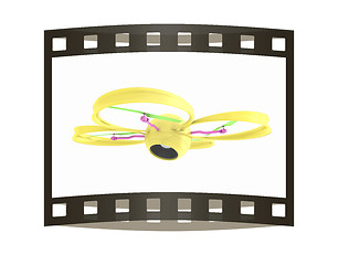 Image showing Quadcopter Dron. 3d render. The film strip.