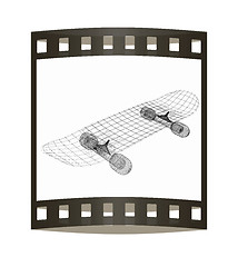 Image showing Skateboard. 3d illustration. The film strip.