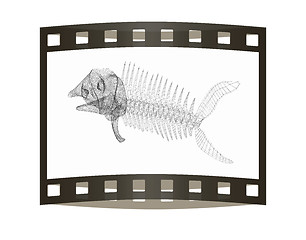 Image showing Fish bone icon. 3d illustration. The film strip.