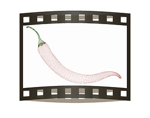 Image showing chili pepper. 3d illustration. The film strip.