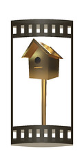 Image showing Golden nesting box. 3d illustration. The film strip.