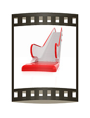 Image showing Single escalator. 3d illustration. The film strip.