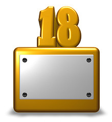 Image showing golden number eighteen