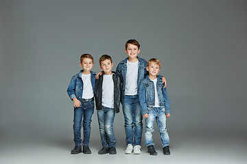 Image showing Young boys posing at studio