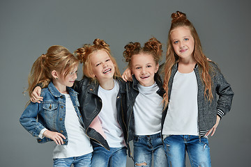 Image showing Young girl posing at studio