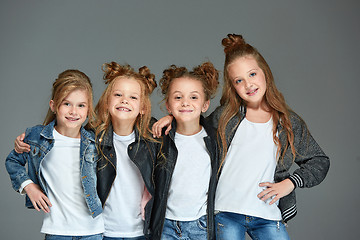 Image showing Young girl posing at studio