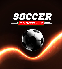 Image showing Soccer or football ball in the backlight on black background. Vector illustration