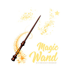 Image showing Magic wand with stars on white background