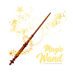 Image showing Magic wand with stars on white background