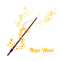 Image showing Magic wand with stars on white background
