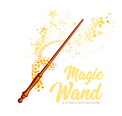 Image showing Magic wand with stars on white background