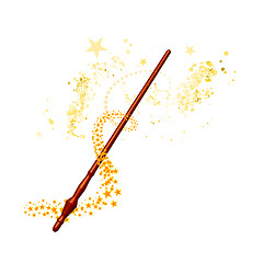 Image showing Magic wand with stars on white background