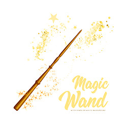 Image showing Magic wand with stars on white background