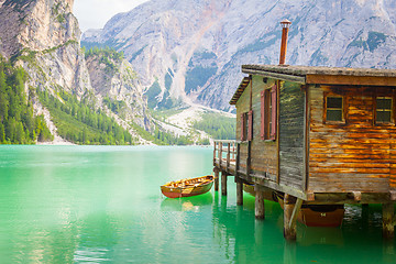 Image showing Braies Lake in Dolomiti region, Italy