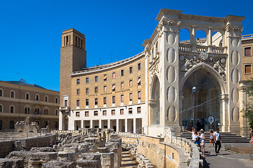 Image showing LECCE, ITALY - August 23, 2017: tourists visiting Piazza Santo O