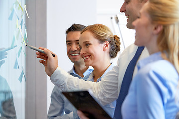 Image showing business team with marker writing sticky notes