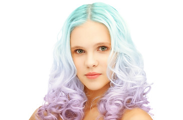 Image showing teen girl with trendy colorful gradient dyed hair