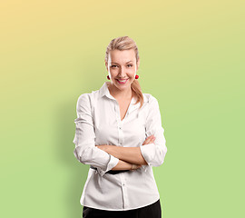 Image showing Woman isolated on gradient background