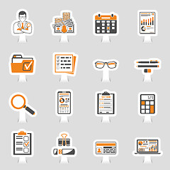 Image showing Auditing, Tax, Accounting Sticker Icons Set