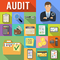 Image showing Auditing, Tax, Accounting Flat Icons Set