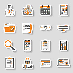 Image showing Auditing, Tax, Accounting Sticker Icons Set
