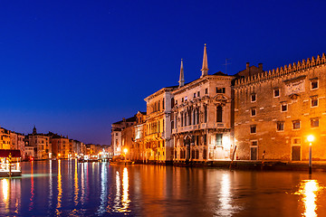 Image showing Grand Canal view in Venice, Italy at blue hour