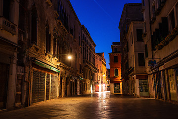 Image showing Quiet street in Venice, Italy - night shot