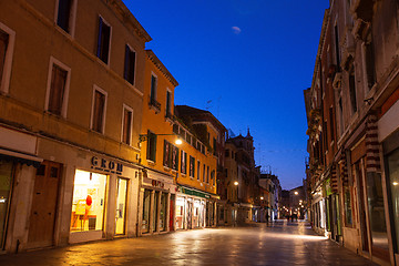 Image showing Quiet street in Venice, Italy - night shot