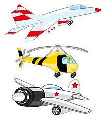 Image showing Plane ,fighter and helicopter