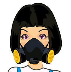 Image showing Girl in respirator