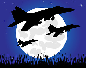 Image showing Siuet warplane in the night