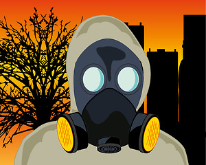 Image showing Persons in gas mask and ecological catastrophe