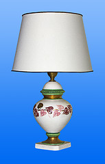 Image showing Vintage table lamp on a blue background